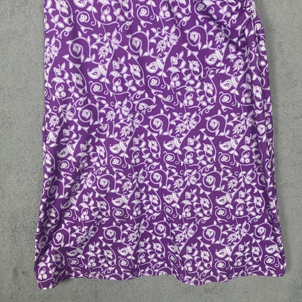 Athleta Dress Womens XS Purple Surplice V-Neck Ruched Wrap Midi Travel - Picture 3 of 12